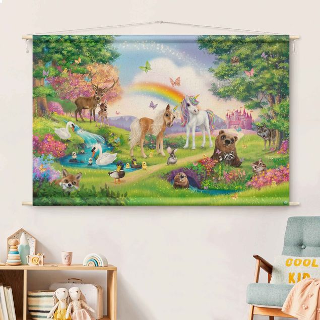 modern tapestry Animal Club International - Magical Forest With Unicorn