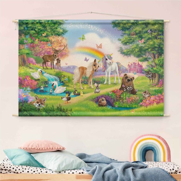 extra large tapestry Animal Club International - Magical Forest With Unicorn