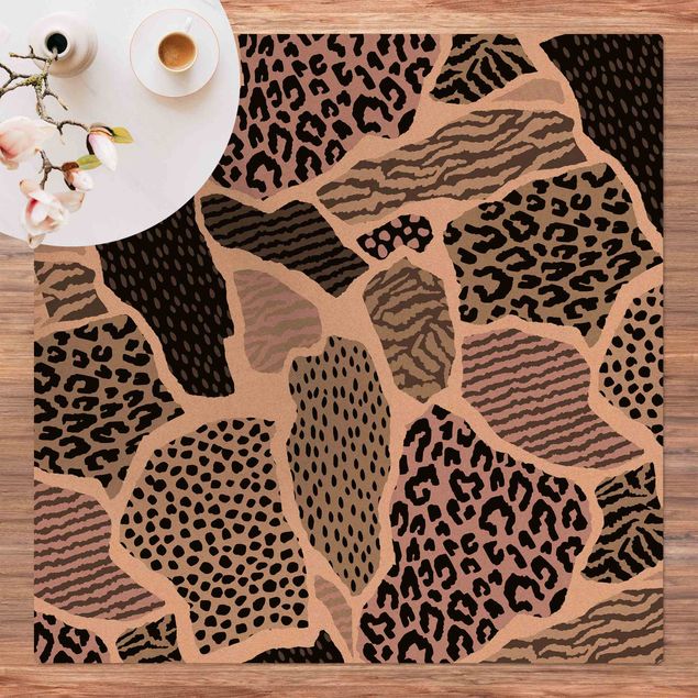 Cork mat - Animal Print Zebra Tiger Leopard Europe - Square 1:1