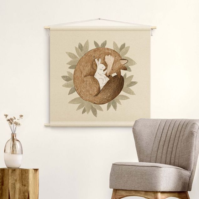 tapestry wall hanging Anna Lunak Illustration - Fox and Hare