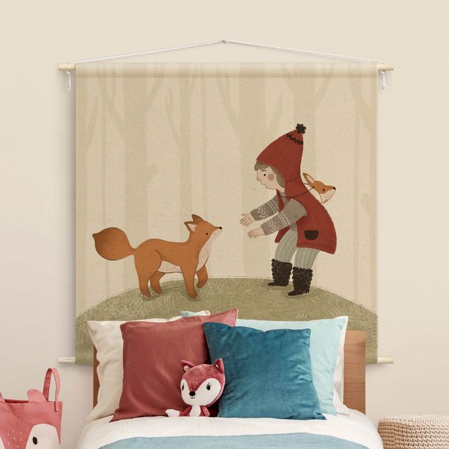 extra large wall tapestry Anna Lunak Illustration - Forest Friends