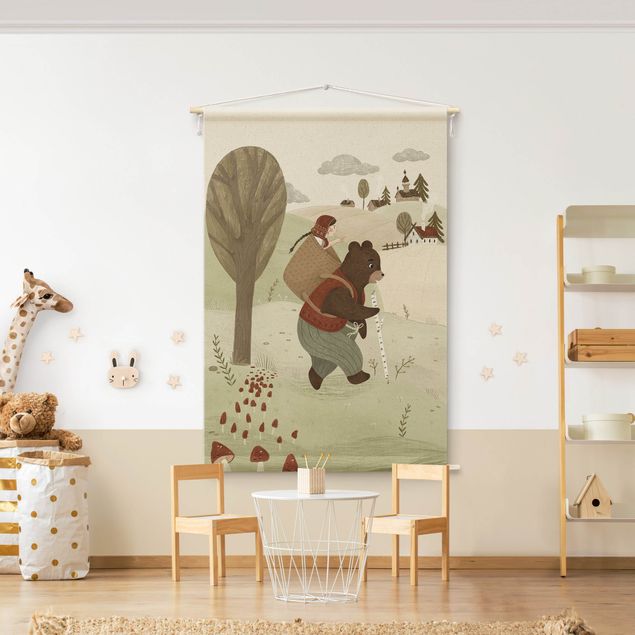 extra large tapestry wall hangings Anna Lunak Illustration - Masha And The Bear
