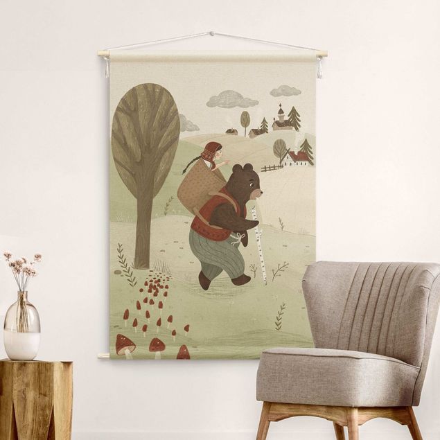 textile wall hangings Anna Lunak Illustration - Masha And The Bear