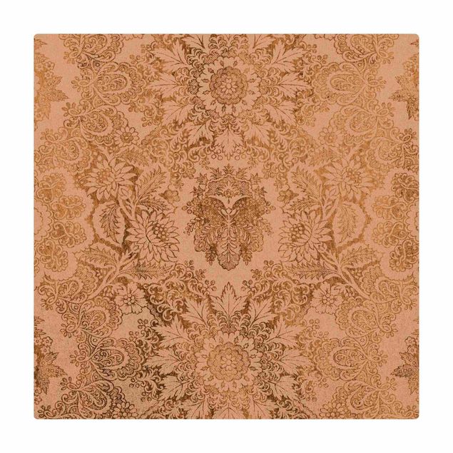 Cork mat - Antique Baroque Wallpaper In Gold - Square 1:1