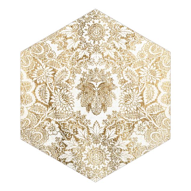 Self-adhesive hexagonal pattern wallpaper - Antique Baroque Wallpaper In Gold