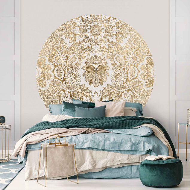 Self-adhesive round wallpaper - Antique Baroque Wallpaper In Gold