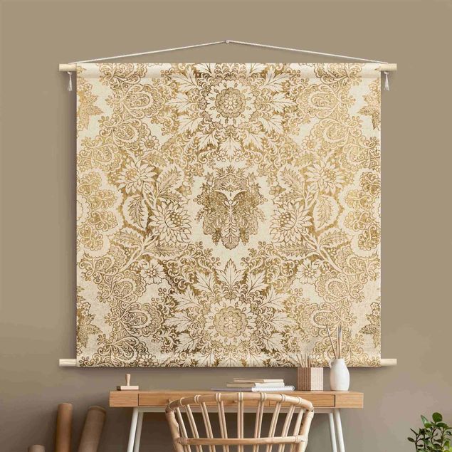 extra large tapestry wall hangings Antique Baroque Wallpaper In Gold