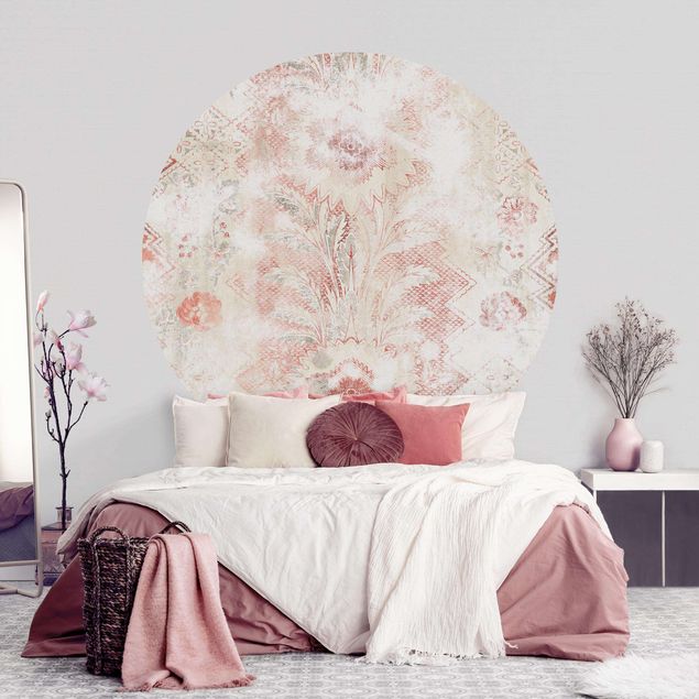 Self-adhesive round wallpaper - Antique Shabby Baroque Wallpaper