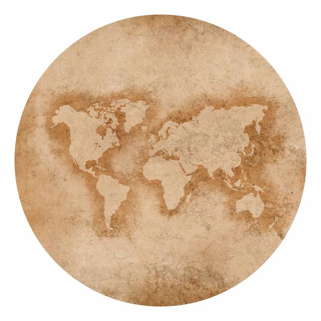 Self-adhesive round wallpaper kitchen - Antique World Map