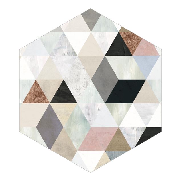 Self-adhesive hexagonal pattern wallpaper - Watercolour Mosaic With Triangles I