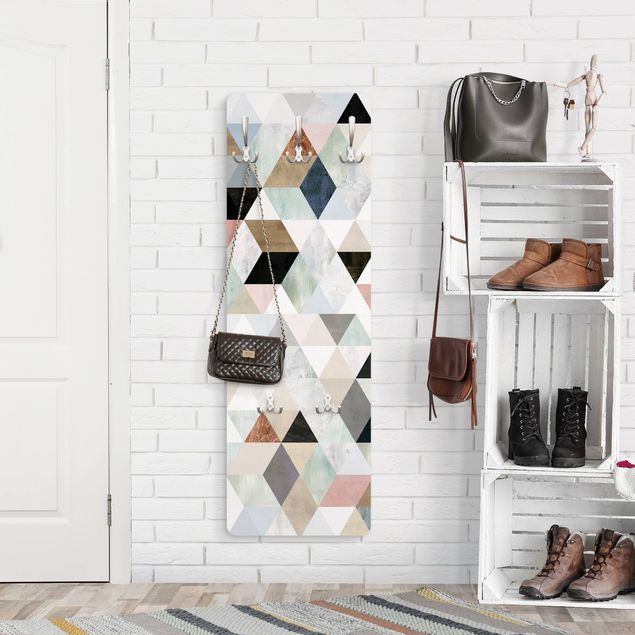 Coat rack patterns - Watercolour Mosaic With Triangles I