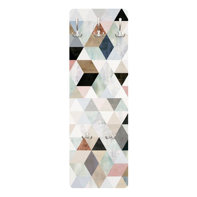 Coat rack patterns - Watercolour Mosaic With Triangles I
