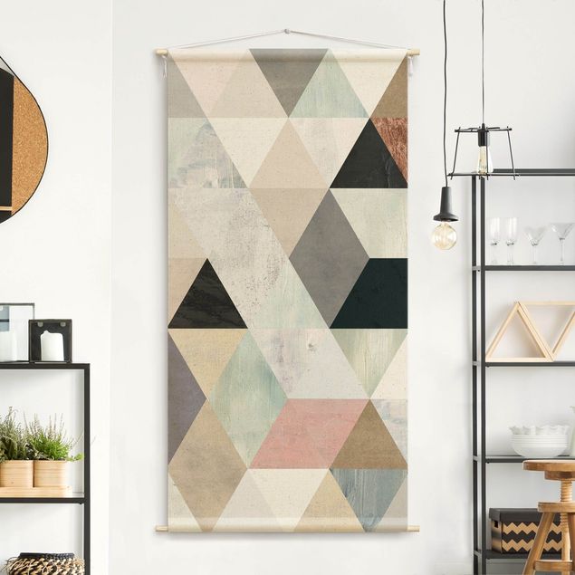 modern tapestry Watercolour Mosaic With Triangles I