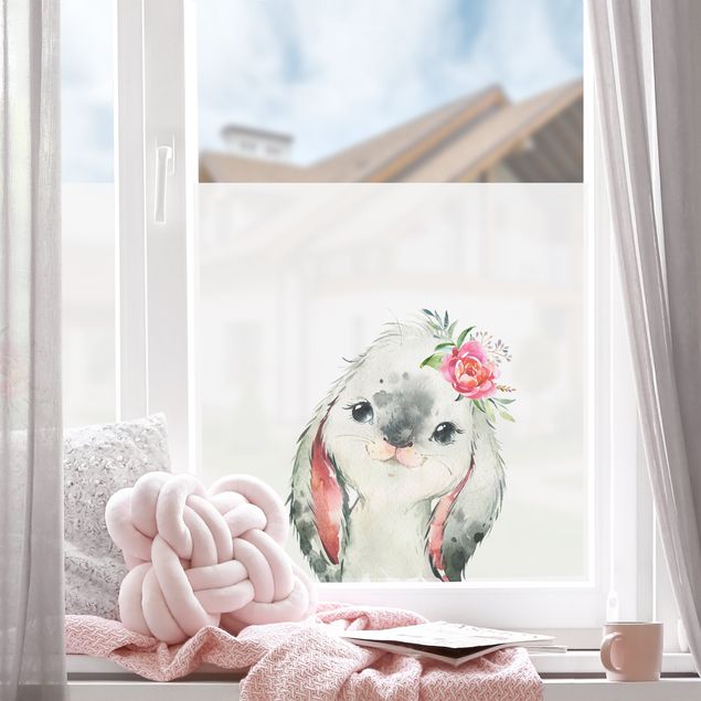 Window decoration - Watercolour - Hare gaze
