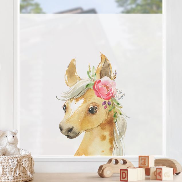 Window decoration - Watercolour - Horse gaze