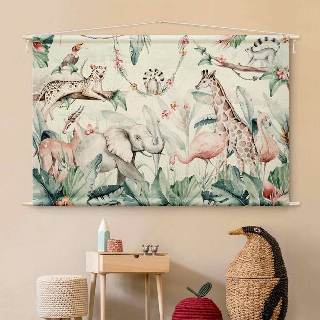 nature wall hanging Watercolour Africa Animals