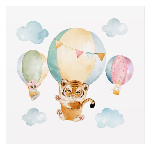 Window decoration - Watercolour Balloon Ride - Tiger and Friends