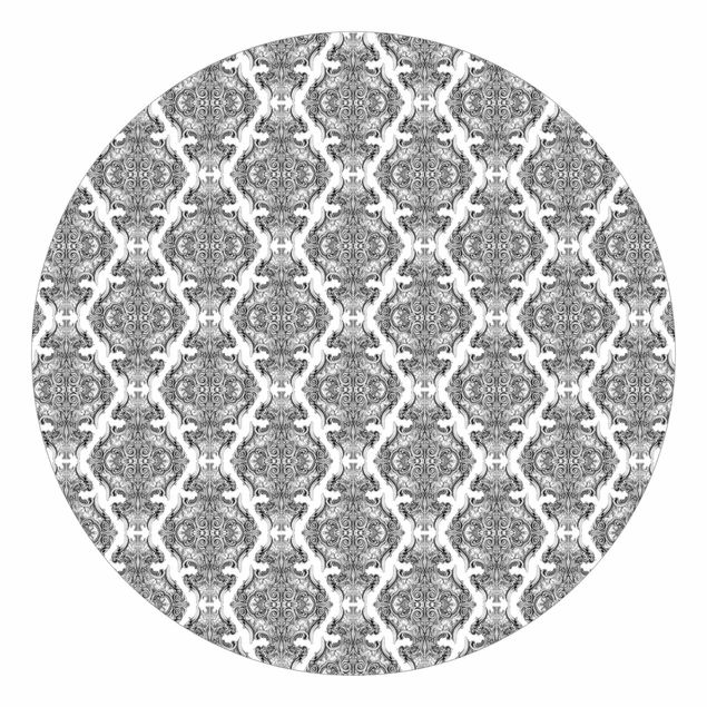 Self-adhesive round wallpaper - Watercolour Baroque Pattern In Grey