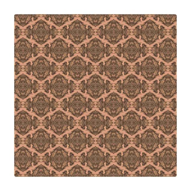 Cork mat - Watercolour Baroque Pattern With Ornaments In Gray - Square 1:1