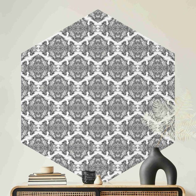 Wallpapers Watercolour Baroque Pattern With Ornaments In Gray