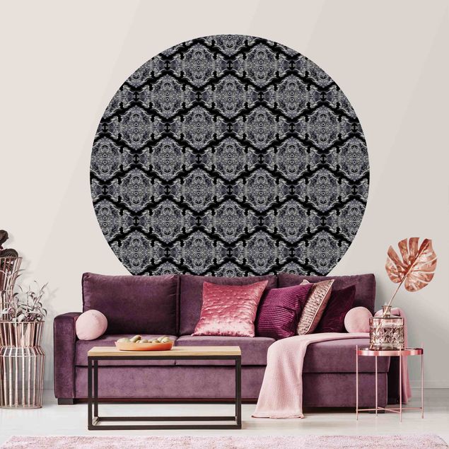 Wallpapers Watercolour Baroque Pattern With Ornaments In Front Of Black