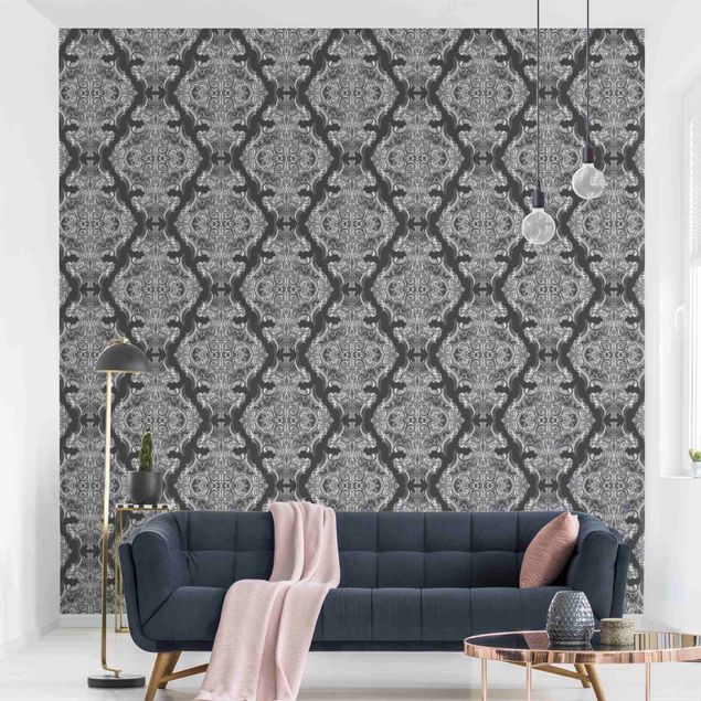 Wallpapers Watercolour Baroque Pattern In Front Of Dark Gray