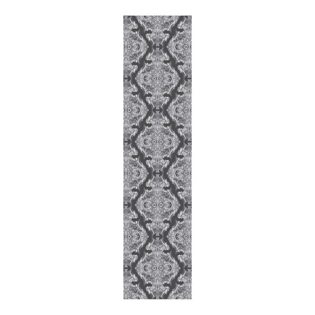 Sliding curtain set - 3D Pattern With Stripes In Silver - Panel