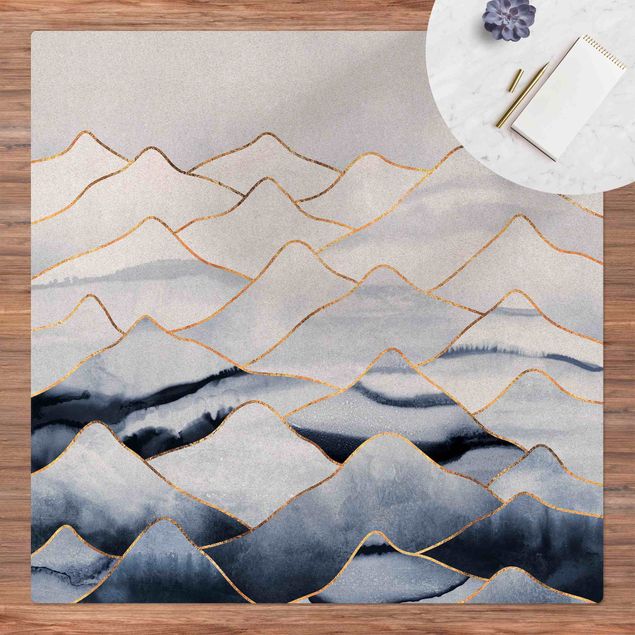 Cork mat - Watercolour Mountains White Gold - Square 1:1