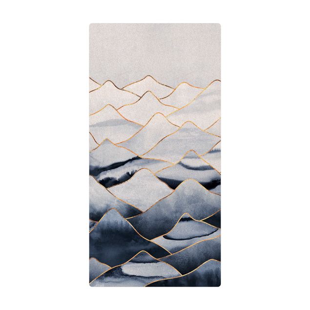 Large rugs Watercolour Mountains White Gold