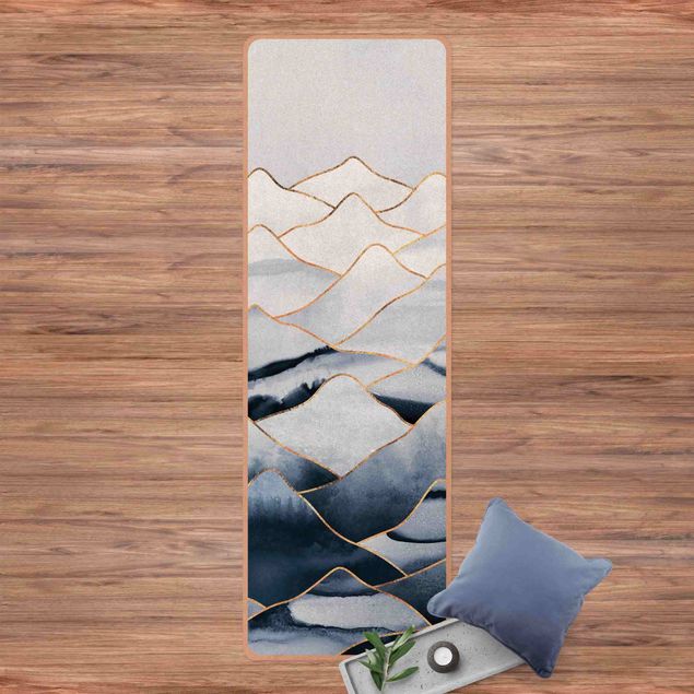 contemporary rugs Watercolour Mountains White Gold