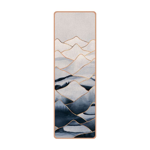 Yoga mat - Watercolour Mountains White Gold