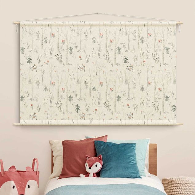 nature wall hanging Watercolour birch forest