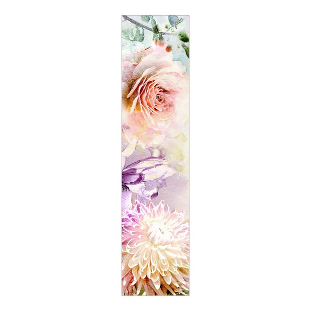 Sliding panel curtains set - Watercolour Flower Mix Pastel
