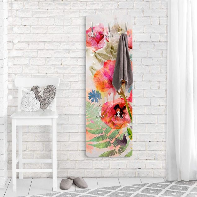 Coat rack - Watercolour Flowers Poppy