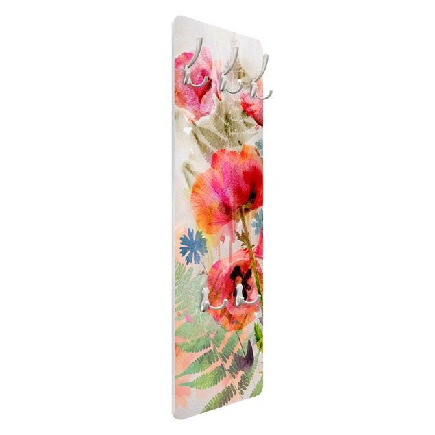 Coat rack - Watercolour Flowers Poppy