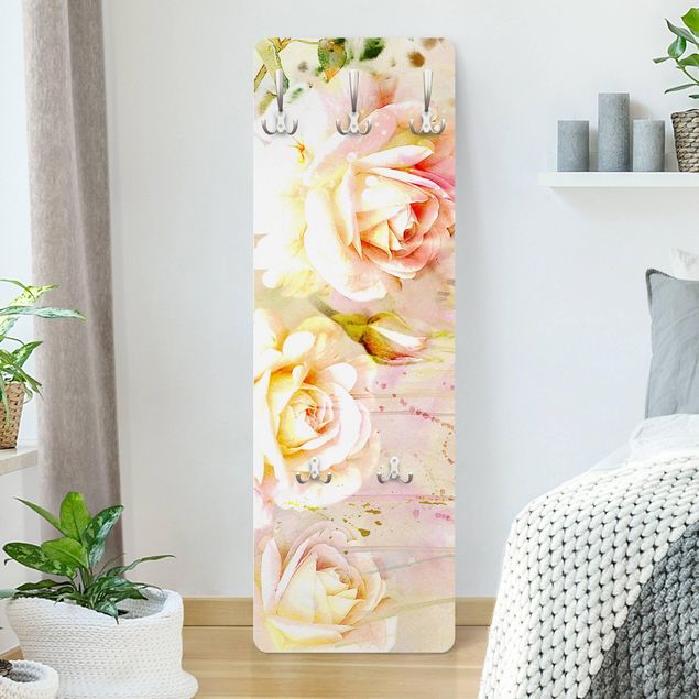 Coat rack - Watercolour Flowers Roses
