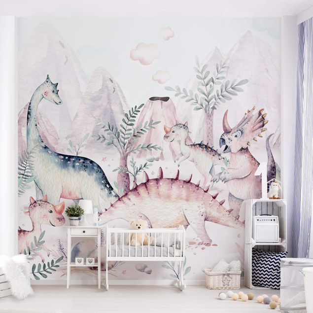 Wallpaper - Watercolour World Of Dinosaurs