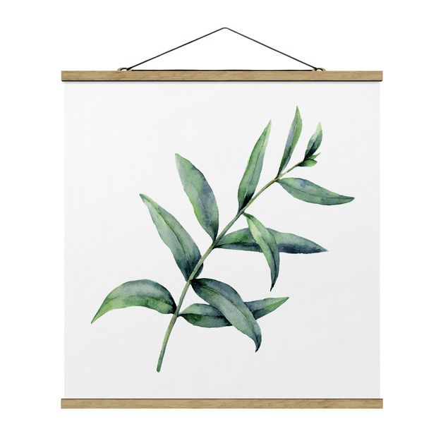 Fabric print with poster hangers - Waterclolour Eucalyptus l - Square 1:1
