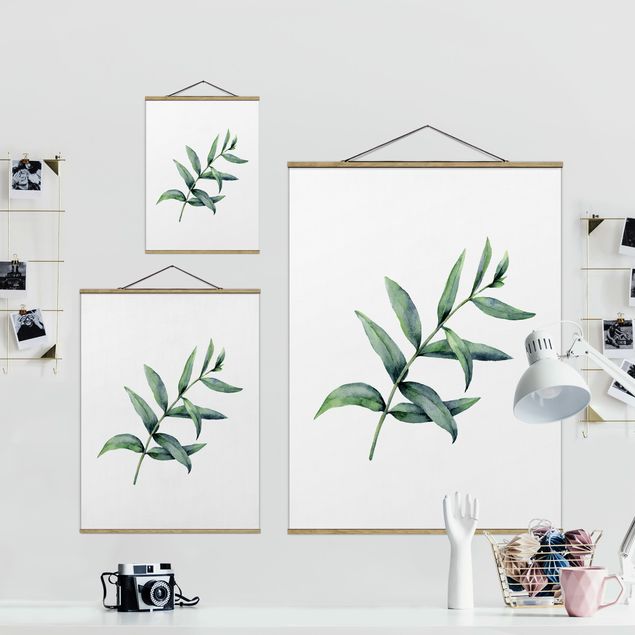 Fabric print with poster hangers - Waterclolour Eucalyptus l - Portrait format 3:4