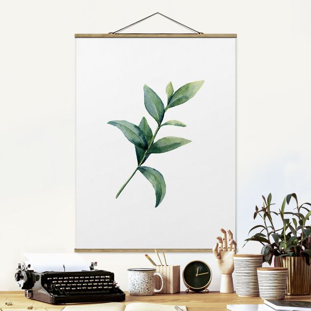 Fabric print with poster hangers - Waterclolour Eucalyptus ll - Portrait format 3:4