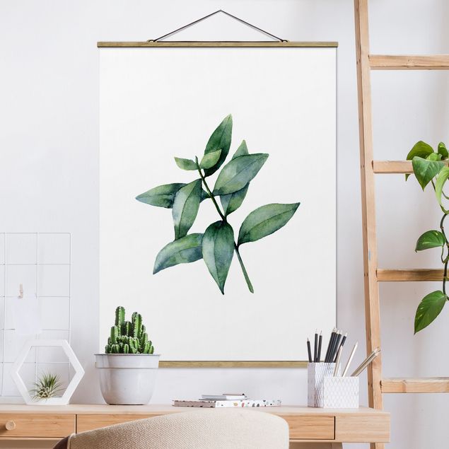 Fabric print with poster hangers - Waterclolour Eucalyptus lll - Portrait format 3:4