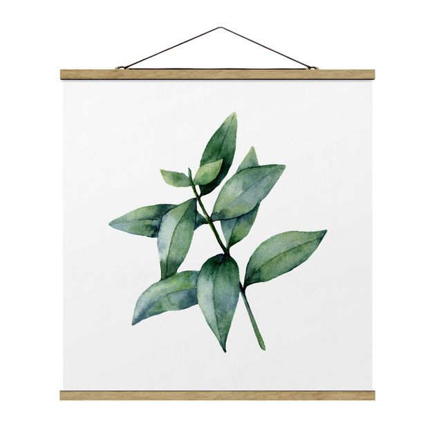 Fabric print with poster hangers - Waterclolour Eucalyptus lll - Square 1:1