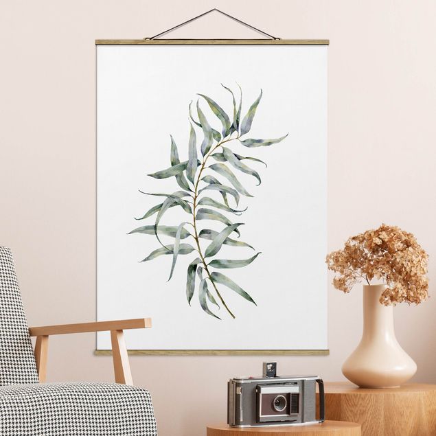 Fabric print with poster hangers - Waterclolour Eucalyptus lV - Portrait format 3:4