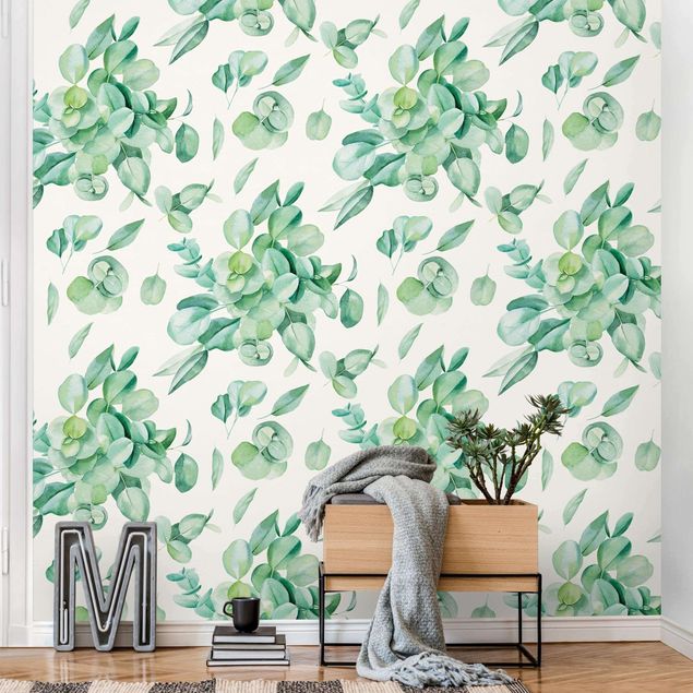 Wallpaper - Watercolour Eucalyptus Bouquet Pattern