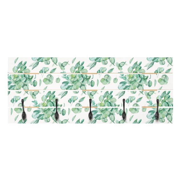 Wooden coat rack - Watercolour Eucalyptus Bouquet Pattern