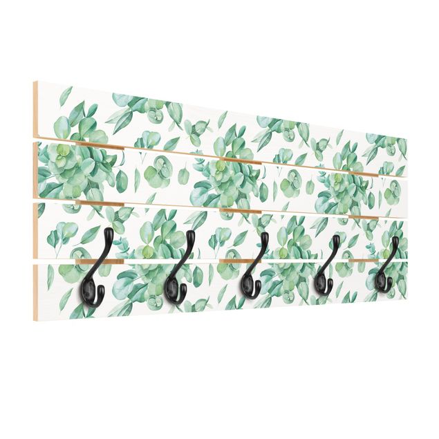 Wooden coat rack - Watercolour Eucalyptus Bouquet Pattern