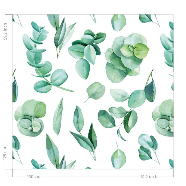 flower curtains Watercolour Eucalyptus Branch And Leaves Pattern