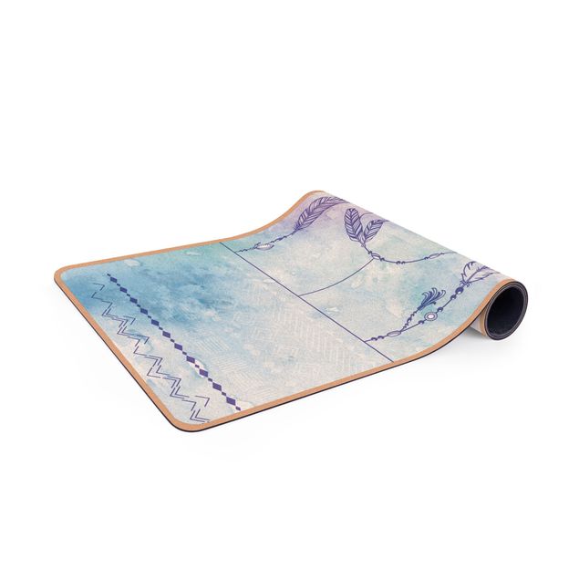 Yoga mat - Watercolour Decorative Feathers
