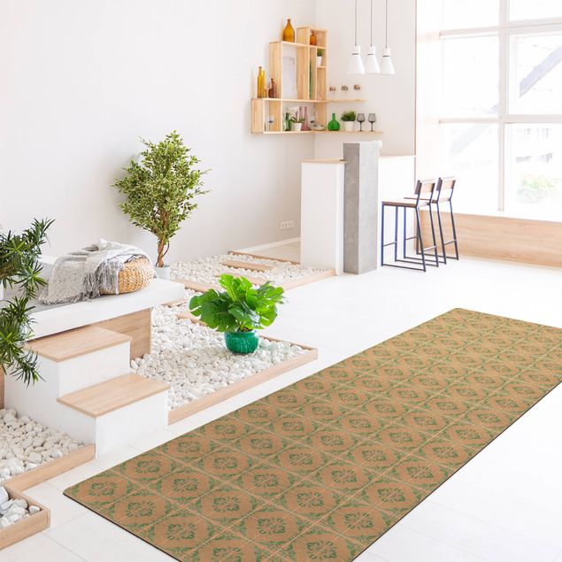 Modern rugs Watercolour Tile Pattern Lagos Emerald Green