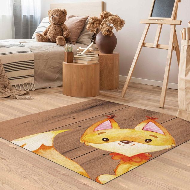 large area rugs Watercolour Fox On Wood